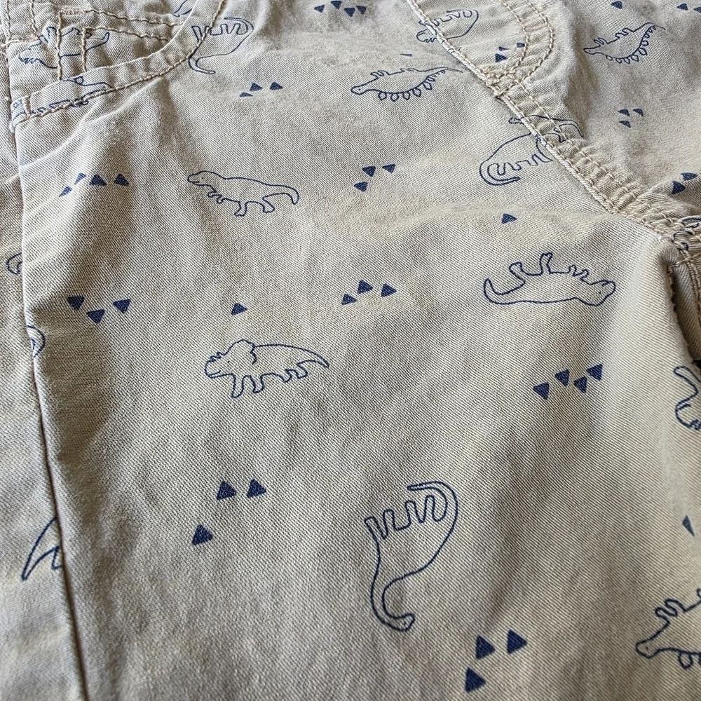 Just One You by Carter's Khaki Dinosaur Print Cotton Overalls, Baby Boys Size 9M